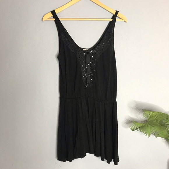 Free People Dresses & Skirts - Free People Black Mini Dress xs Sequin Tunic